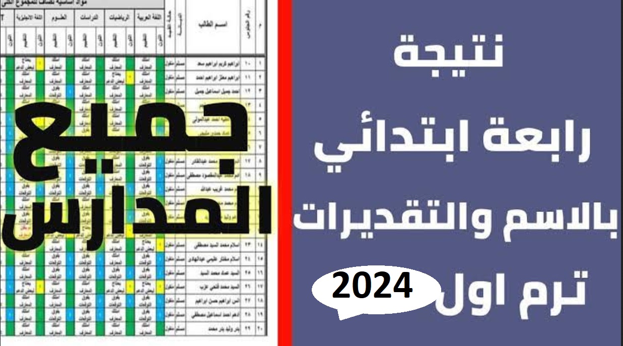 إعلان نتائج الصف الرابع بالاسم ورقم الجلوس عبر بوابة نتائج التعليم الأساسي الترم الأول 2024