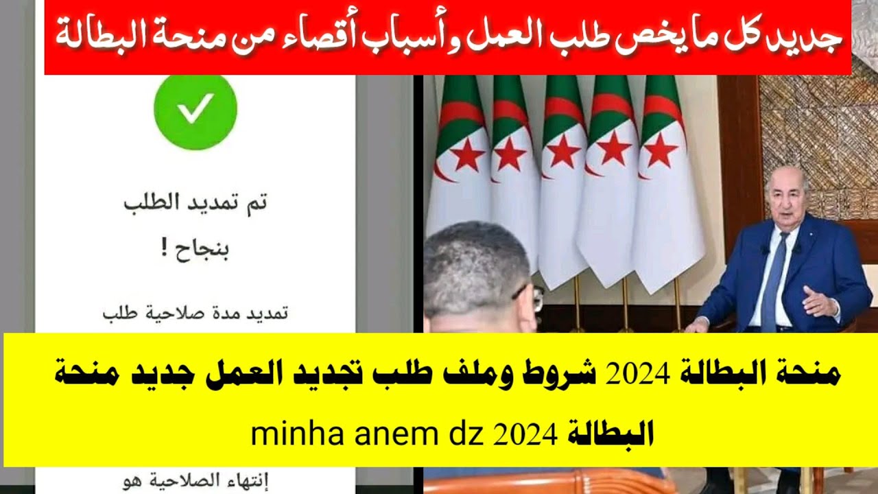 “جدد من هنا” رابط تجديد منحة البطالة فى الجزائر 2024 minha.anem.dz الموقع الرسمي للوكالة الوطنية وزارة العمل الجزائرية