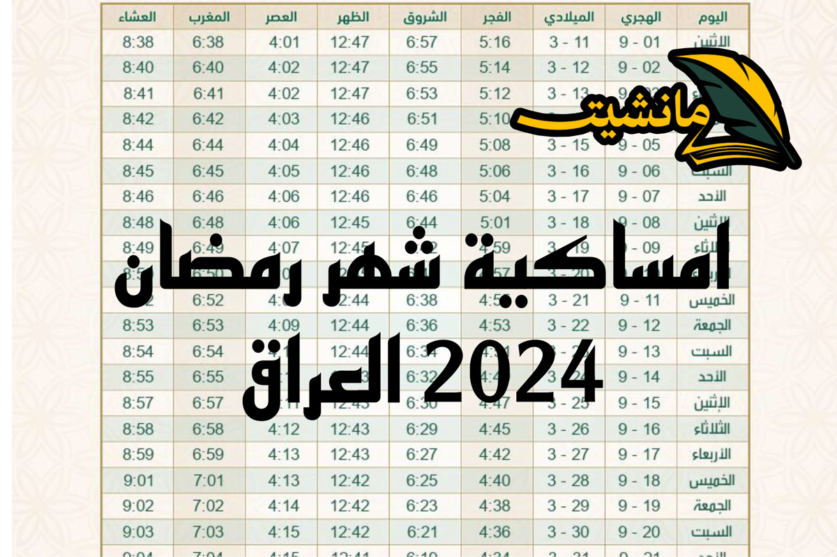 اعـرف امساكية شهر رمضان 2024 العراق + موعد الإفطار والسحور في معظم المحافظات