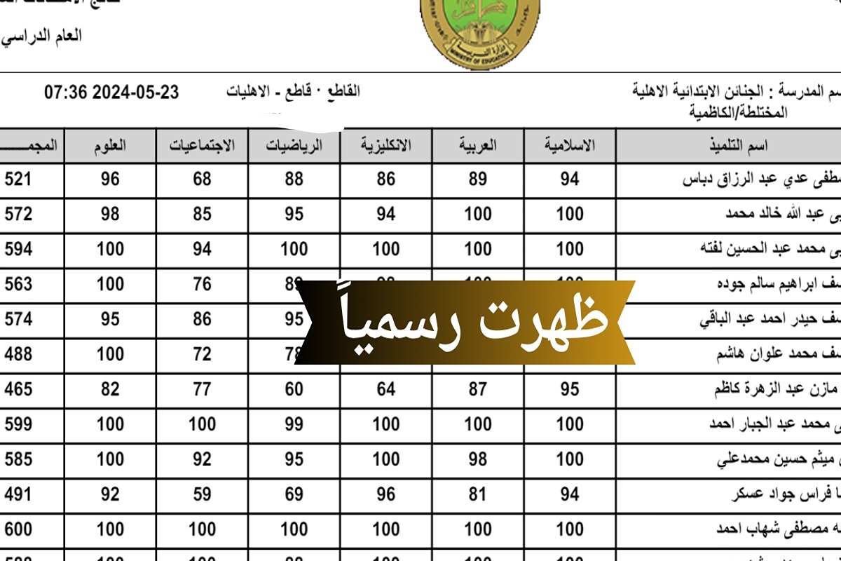 نتائج السادس الابتدائي في العراق الدور الأول 2024 باقي المحافظات ملفات pdf عبر موقع نتائجنا