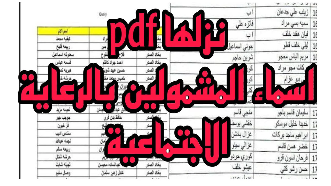 الكشوفات الآن pdf أسماء المشمولين بالرعاية الاجتماعية الوجبة الأخيرة 2024 العراق ادخل دور على اسمك