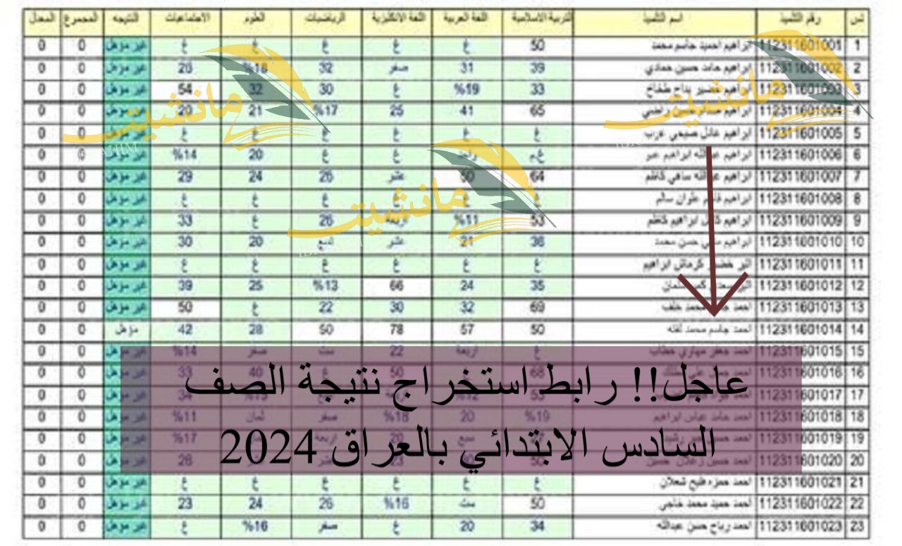 استعلم الآن.. نتائج الصف السادس الابتدائي الدور الأول بالعراق 2024