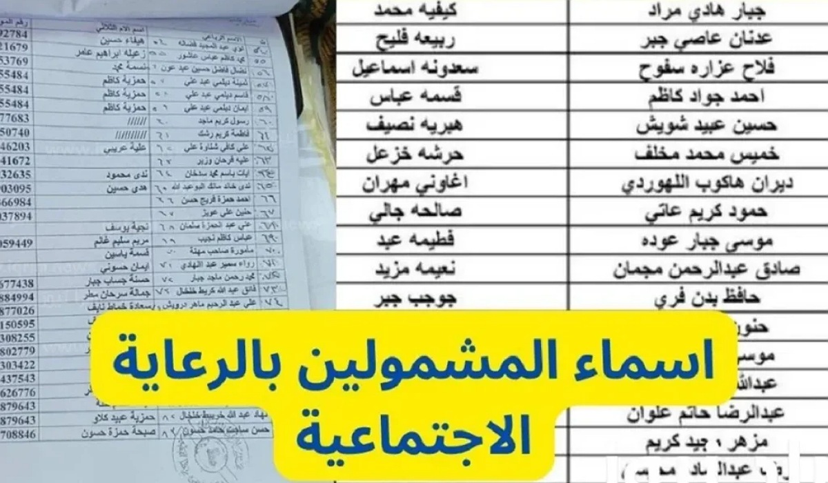 PDF رابط استخراج أسماء المشمولين في الرعاية الاجتماعية بالعراق لكل المحافظات عبر منصة مظلتي الوجبة السابعة