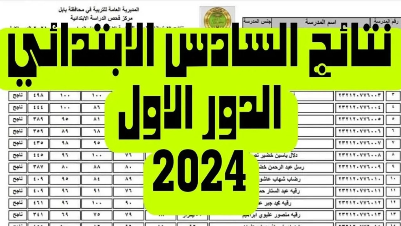 “ظهرت الان pdf”.. رابط الاستعلام عن نتائج السادس الابتدائي 2024 الدور الأول بتربية ديالى العراق عبر نتائجنا results.mlazemna