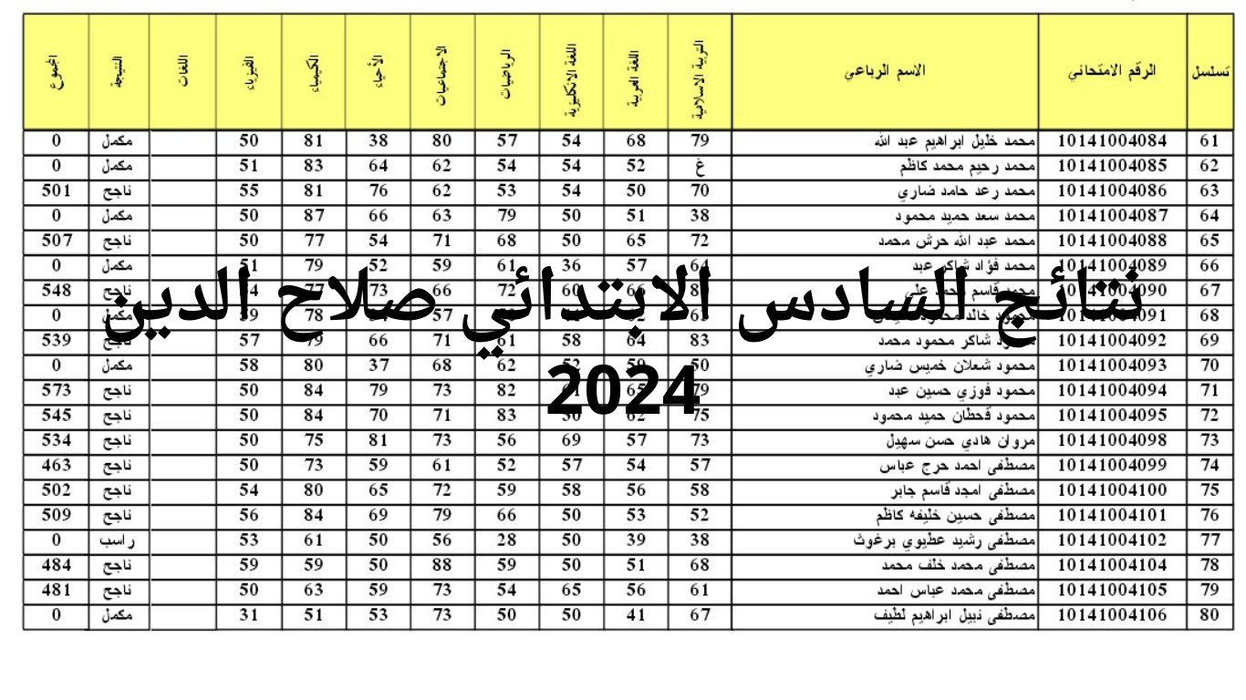 ظهرت الآن نتائج السادس الابتدائي صلاح الدين 2024 في العراق الدور الأول