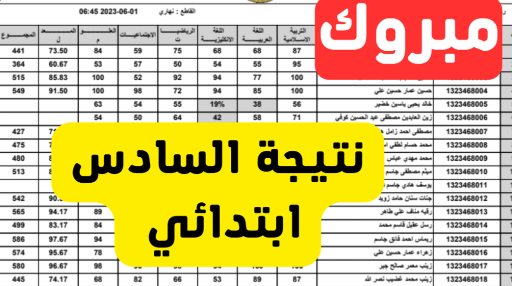 الآن.. نتائج الصف السادس الابتدائي 2024 صلاح الدين بالعراق عبر وزارة التربية العراقية