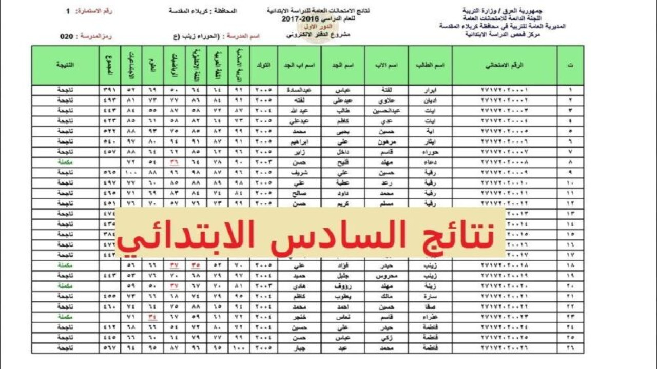 هسه .. نتائج الصف السادس الابتدائي العراق 2024 وخطوات الاستعلام رسميًا عبر وزارة التربية العراقية وموقع نتائجنا