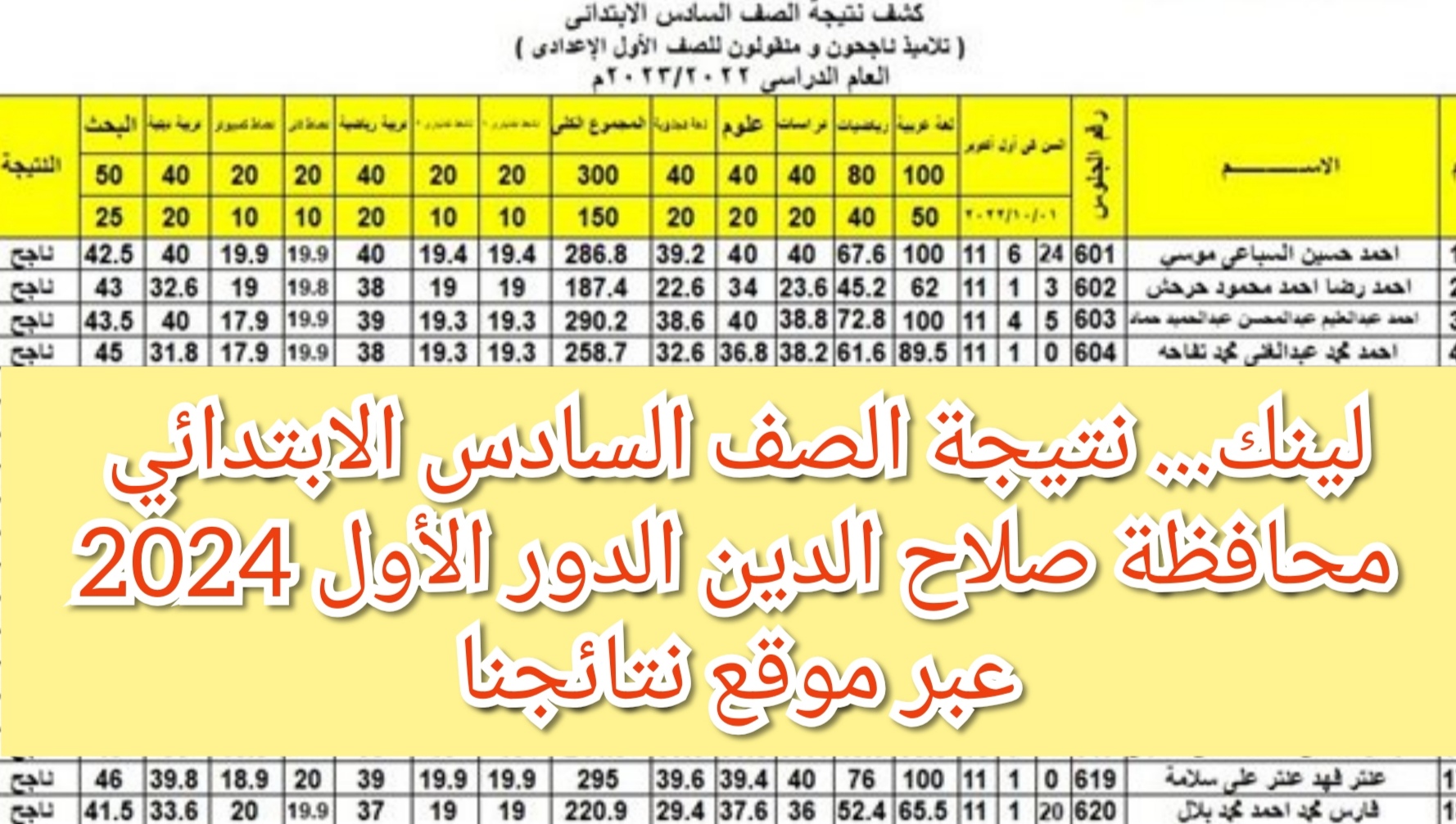 لينك… نتيجة الصف السادس الابتدائي محافظة صلاح الدين الدور الأول 2024 عبر موقع نتائجنا