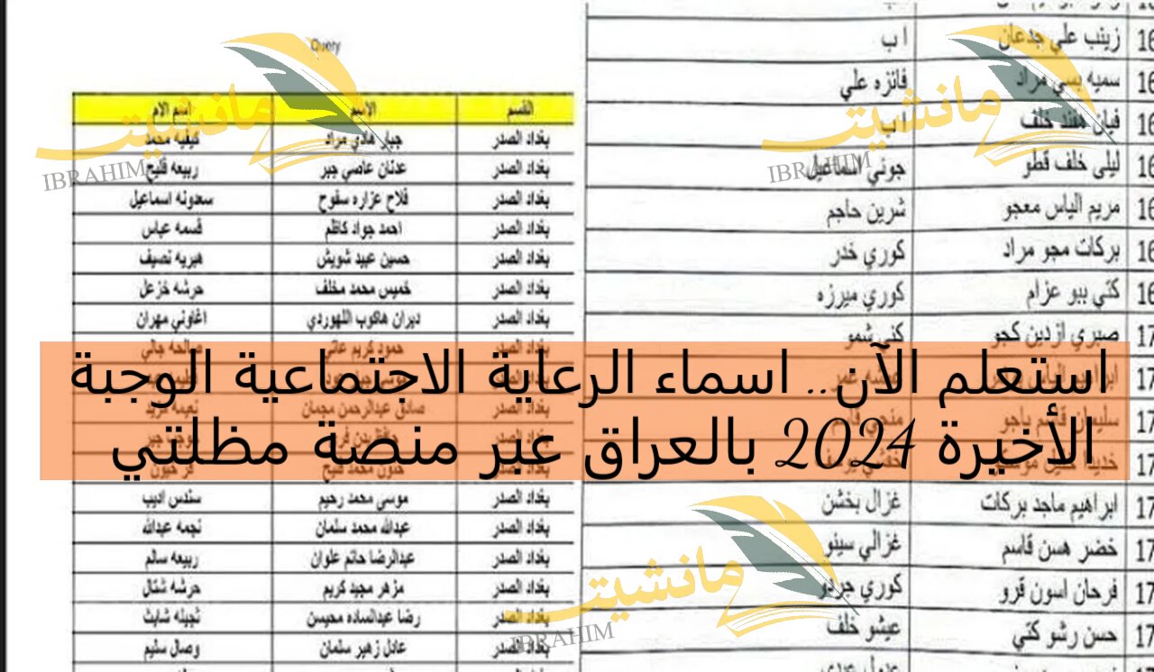 استعلم الآن.. اسماء الرعاية الاجتماعية الوجبة الأخيرة 2024 بالعراق عبر منصة مظلتي