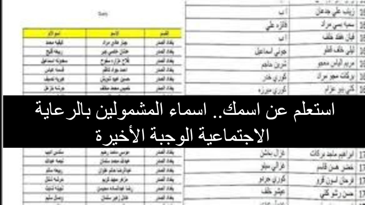 استعلم عن اسمك.. رابط تحميل اسماء المشمولين بالرعاية الاجتماعية الوجبة الأخيرة 2024