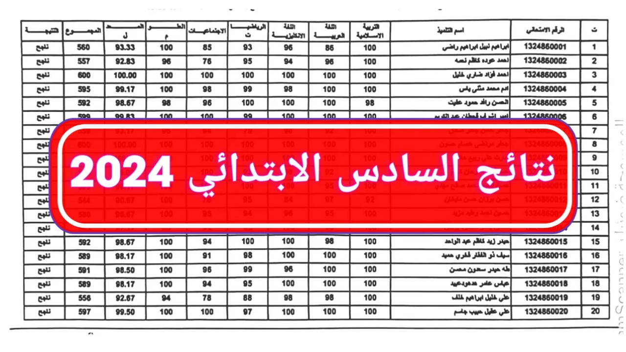 رابط استعلام نتائج السادس الابتدائي 2024 الدور الثاني عبر موقع نتائجنا